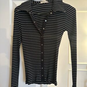Madewell Black and White Striped Button Down Shirt